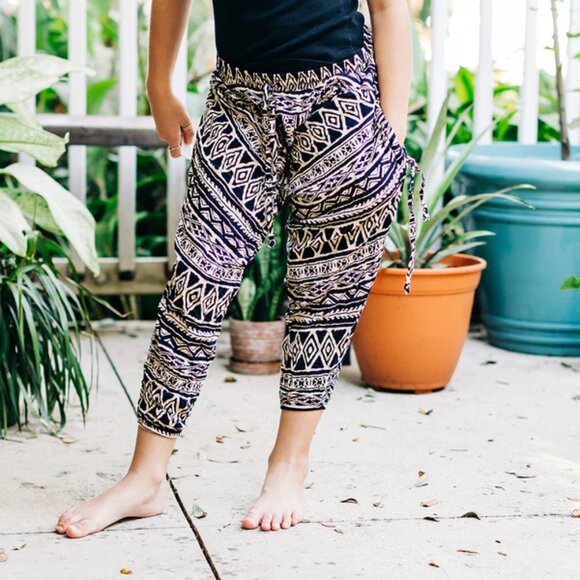 Buddha Pants Kids Unisex Boho Hippie Harem Pants Beige - Picture 3 of 4